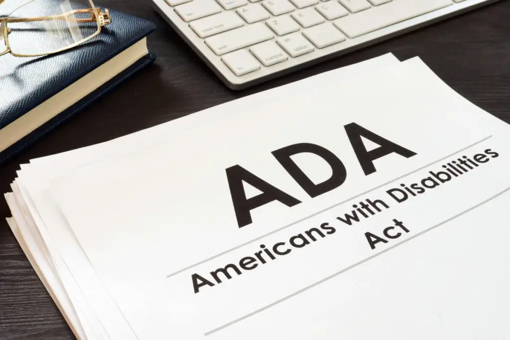 Legal paperwork for Americans with Disability Act